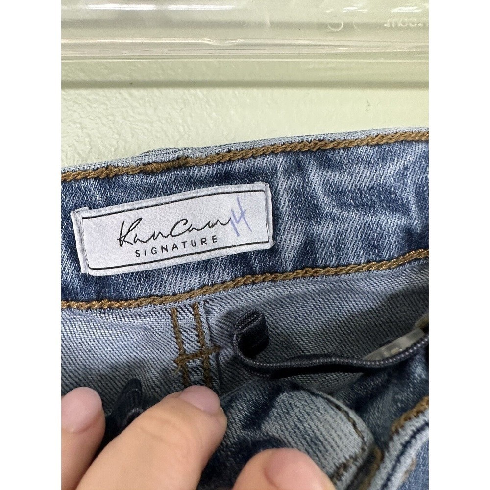 KanCan Girls Juniors Size 14 High Rise Jeans Raw Hem Distressed Medium Wash - Picture 2 of 4